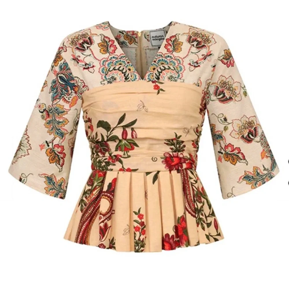 Autumn Adeigbo Giada Linen Peplum Top 6 - Picture 2 of 8